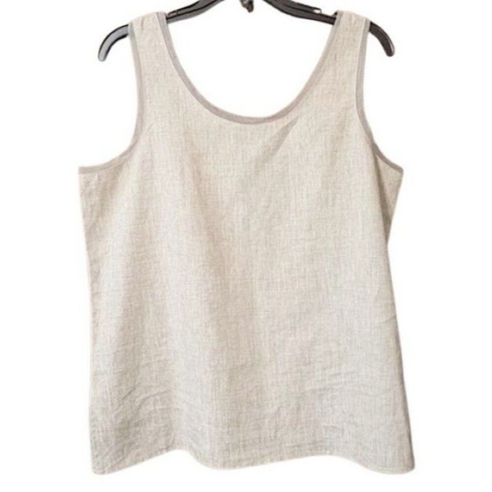 Preston & York Women's Size 12 Sleeveless Linen Top Beige